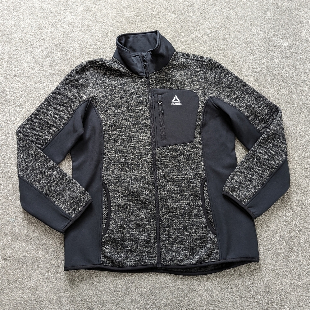 Reebok Women's Jacket Size Large Black Heather Fleece